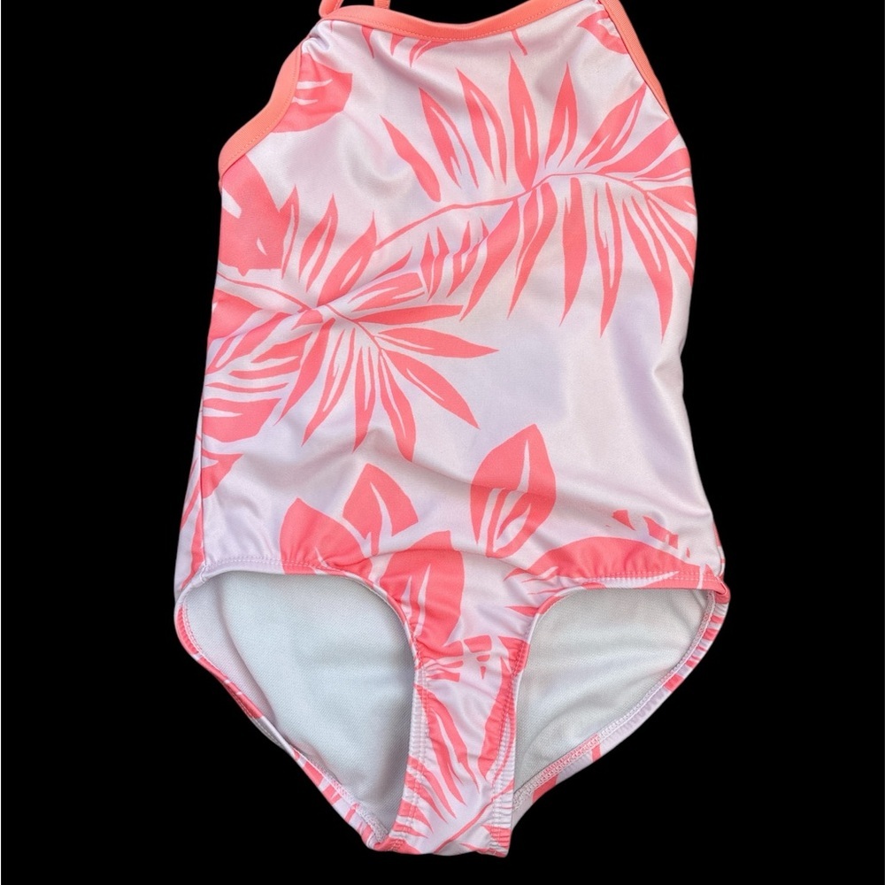 💐GAP Pink and White One Piece Swimsuit Tropical Leaf Design